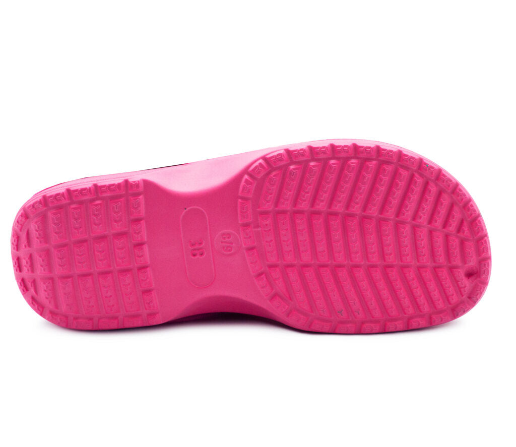 Womens Garden Clogs Adjustable Strap Lightweight Breathable Slip On Sandals Ladies Summer EVA Slipper Mule Pool Slides Shower Sandal Fuchsia