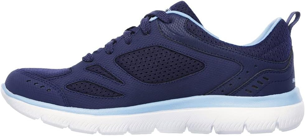 Skechers Women's Lace Up Low-Top Sneakers Skech-Flex Memory Foam Insole Navy Blue