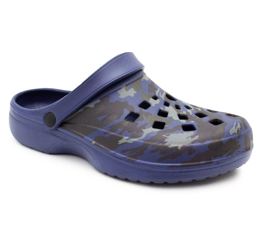 Mens Clogs Lightweight EVA Garden Breathable Slip On Beach Hospital Nurse Kitchen Water Shoes Mules House Shoes Sandals Navy Camo