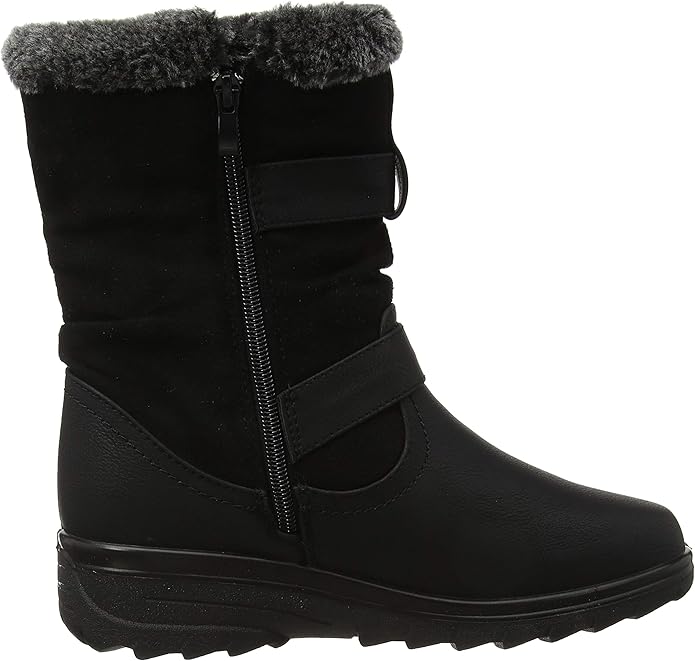 Cushion Walk Womens Thermal Fur Lined Winter Boots Lightweight Flexible Zip Up Buckle Feature Ladies Boots