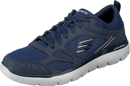 Skechers Women's Lace Up Low-Top Sneakers Skech-Flex Memory Foam Insole Navy Blue