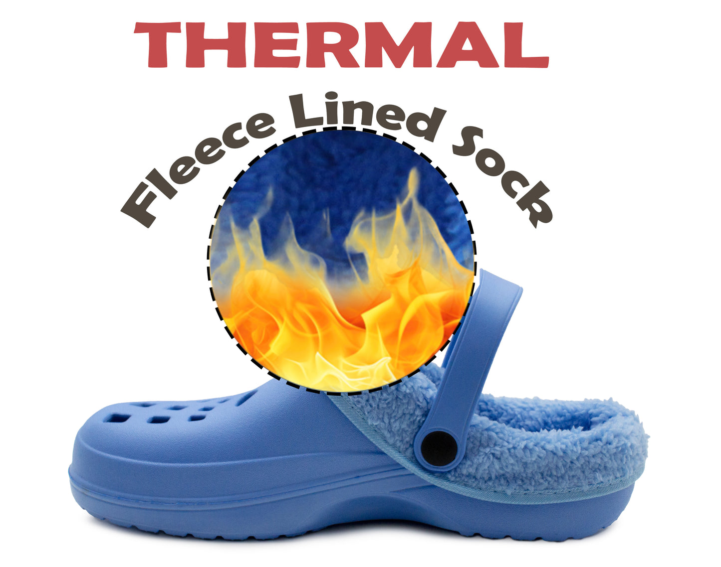 Womens Clogs Warm Fur Lined Thermal Garden Clogs Lightweight EVA Slip On Slippers Kitchen Nurse Indoor House Shoes Sandals Blue