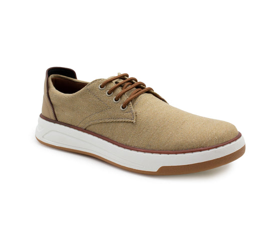 Mens Canvas Lace Up Trainers Soft Touch Foam Insole Beige Denim Casual Smart Fashion Trainer Sneaker Pumps