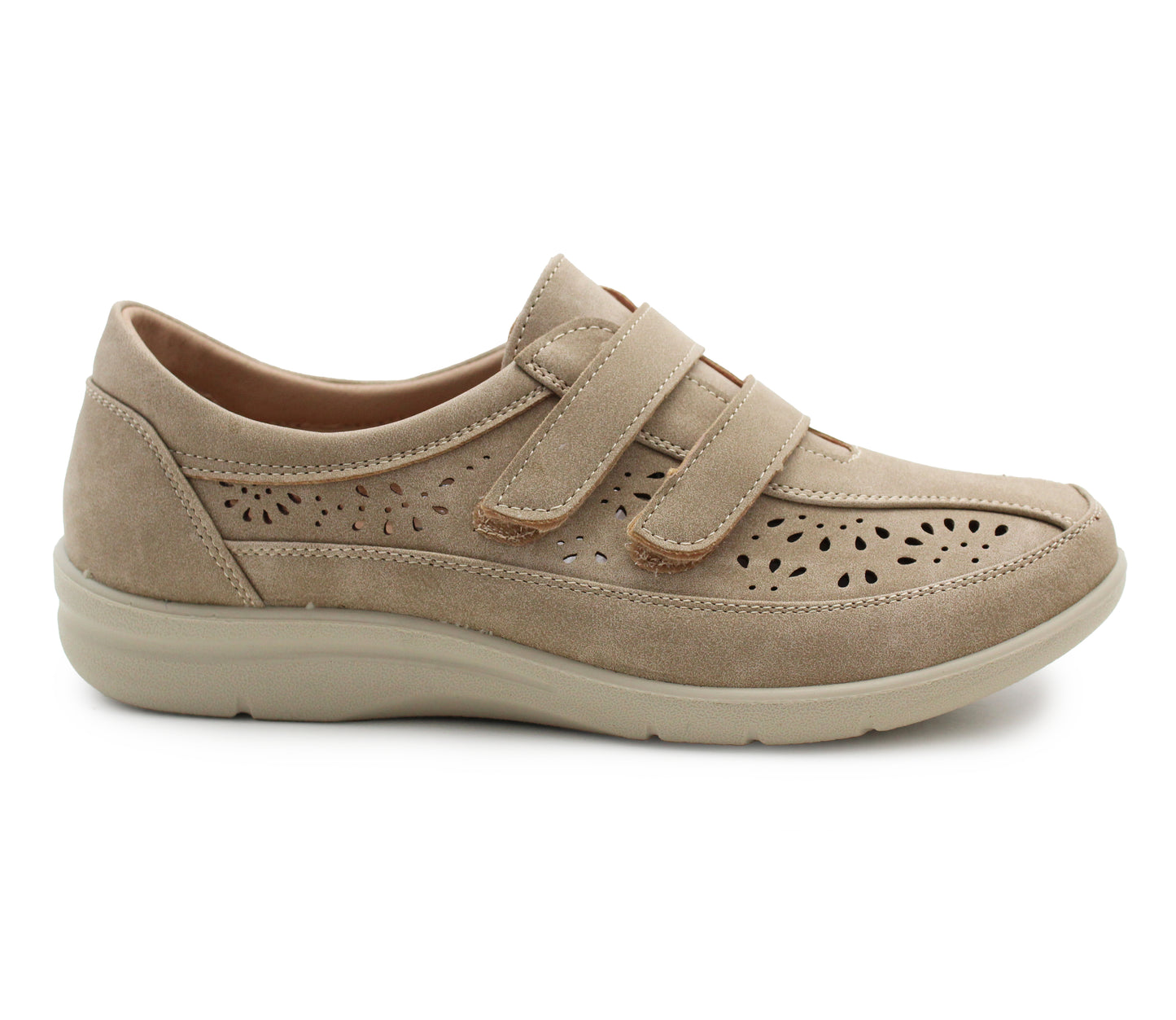 Womens Touch Fasten Loafers Flat Ladies Casual Breathable Office Nurse Pumps Shoes Beige