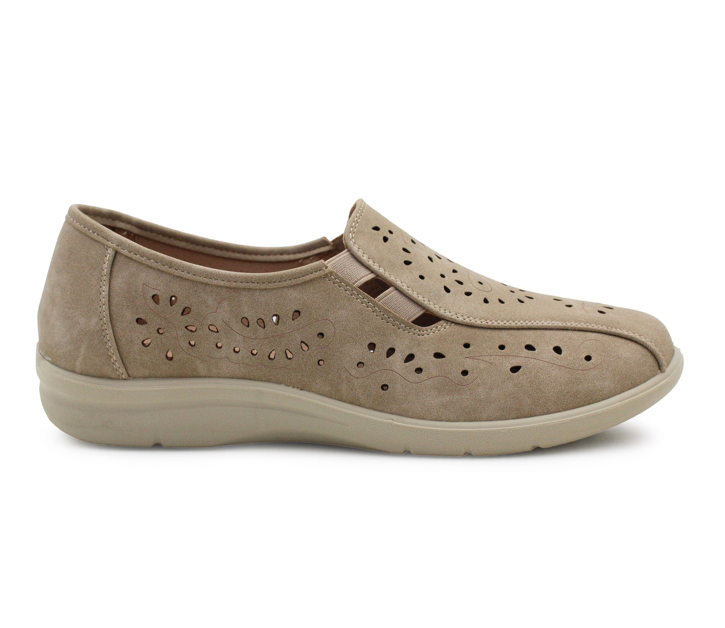 Womens Slip On Elastic Loafers Flat Ladies Casual Breathable Office Nurse Pumps Shoes Beige