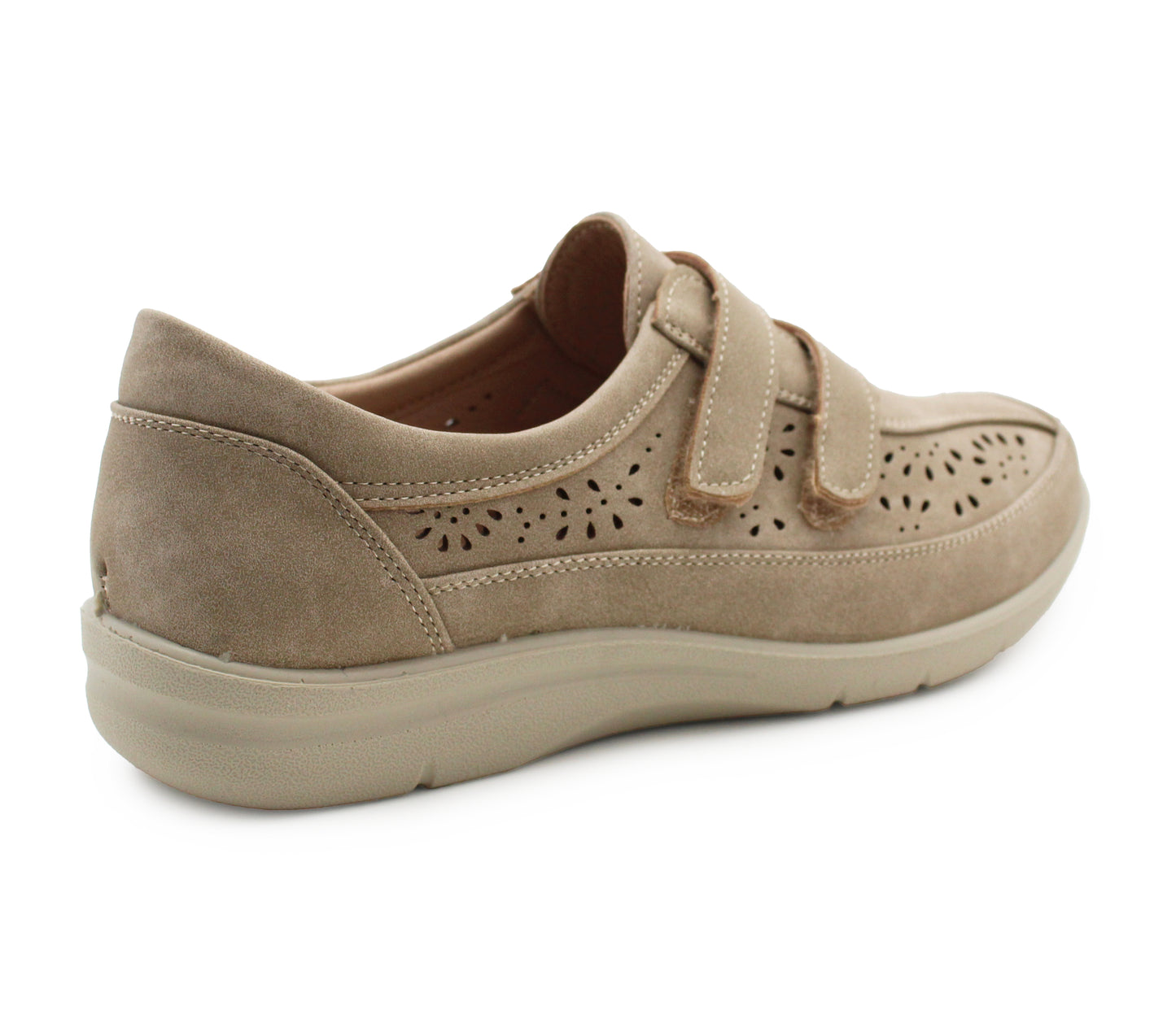 Womens Touch Fasten Loafers Flat Ladies Casual Breathable Office Nurse Pumps Shoes Beige