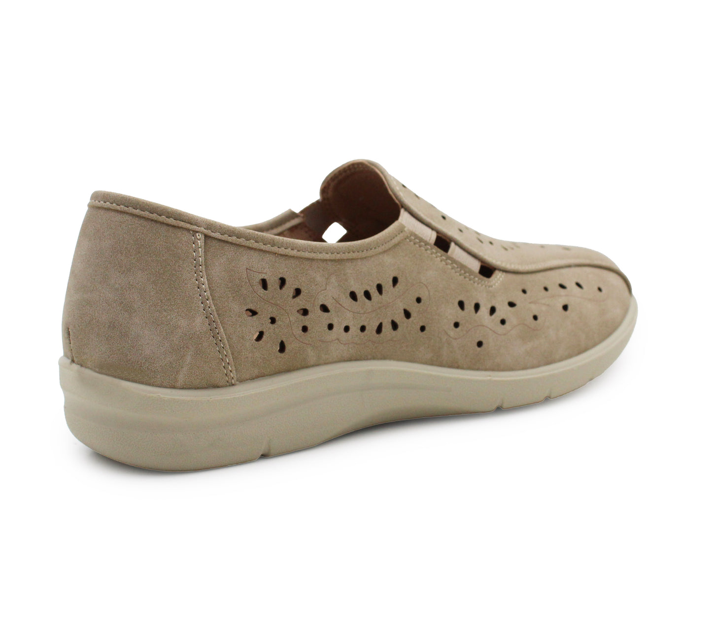 Womens Slip On Elastic Loafers Flat Ladies Casual Breathable Office Nurse Pumps Shoes Beige