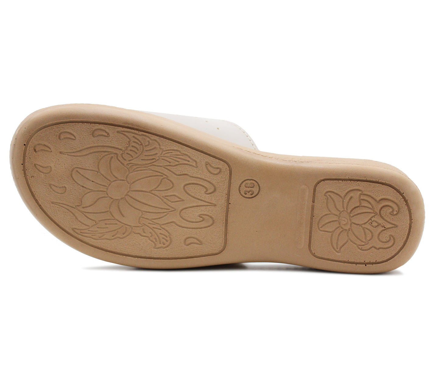 B880940 Womens Slip On Flat Low Wedge Sandals in Beige