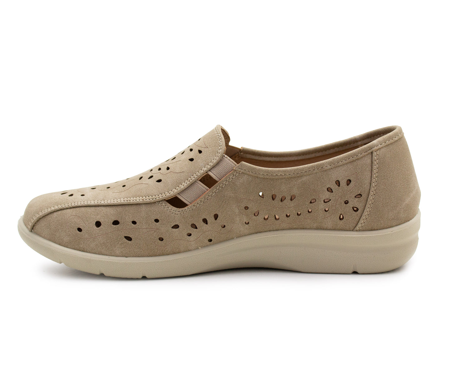 Womens Slip On Elastic Loafers Flat Ladies Casual Breathable Office Nurse Pumps Shoes Beige