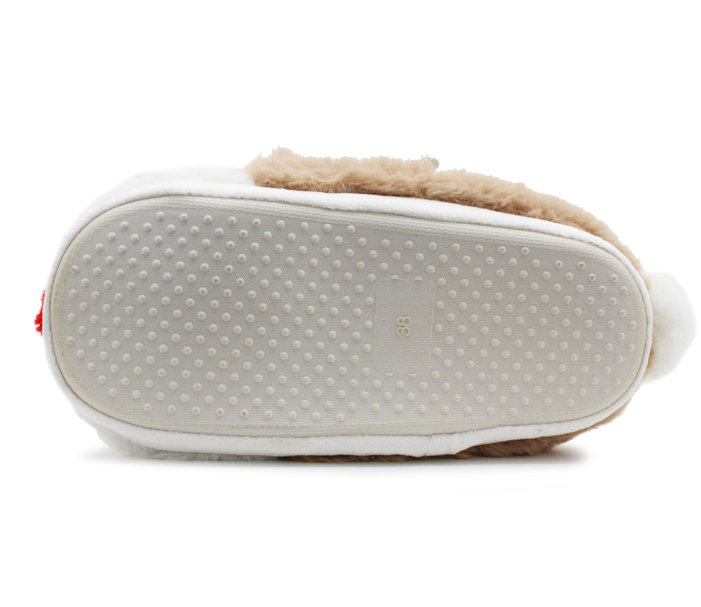 Womens Reindeer Beige Novelty Slippers Character Plush Festive Fun Christmas Slipper Mules