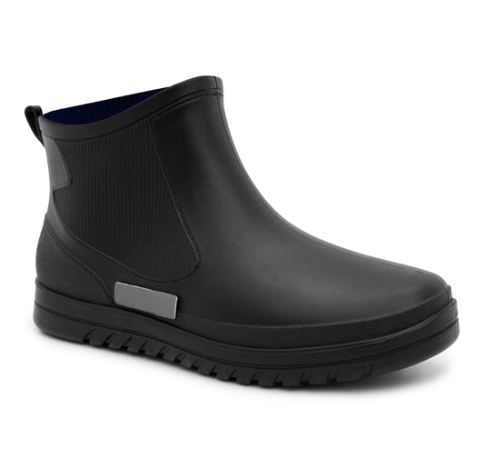 Mens Ankle Wellies Boots All Black Short Slip On Waterproof Garden Chelsea Rain Boot Snow Farm Gardening Outdoor Festival Wellingtons