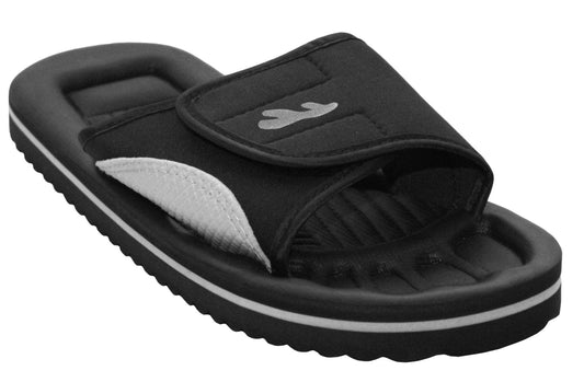 Unisex Lightweight Black Slides Touch Fasten Casual Beach Summer Pool Flip Flop Sandals