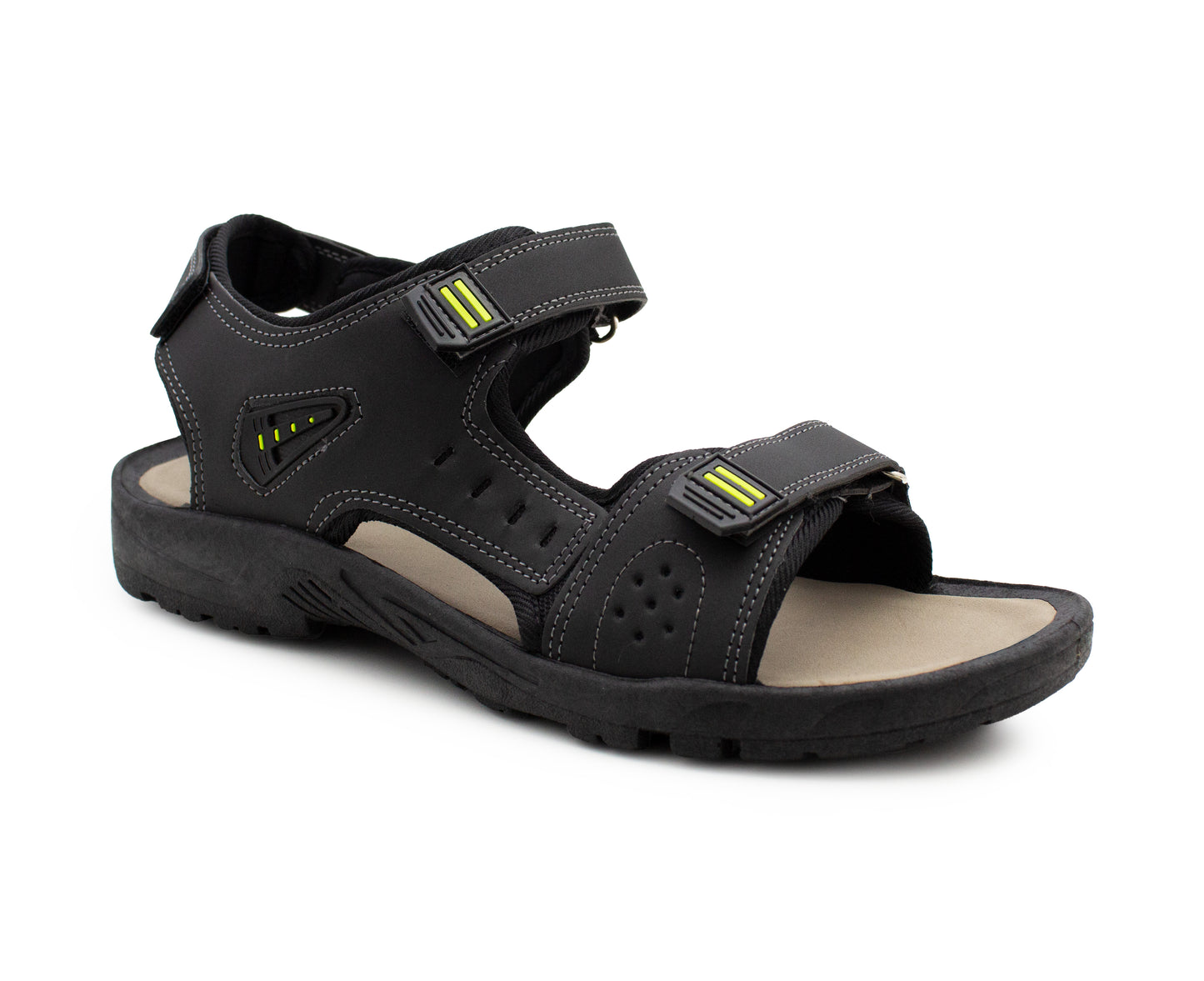 Mens Sports Sandals Black Hiking Outdoor Easy Fasten Triple Touch Close Straps Trekking Beach Walking Water Summer Shoes (Copy)