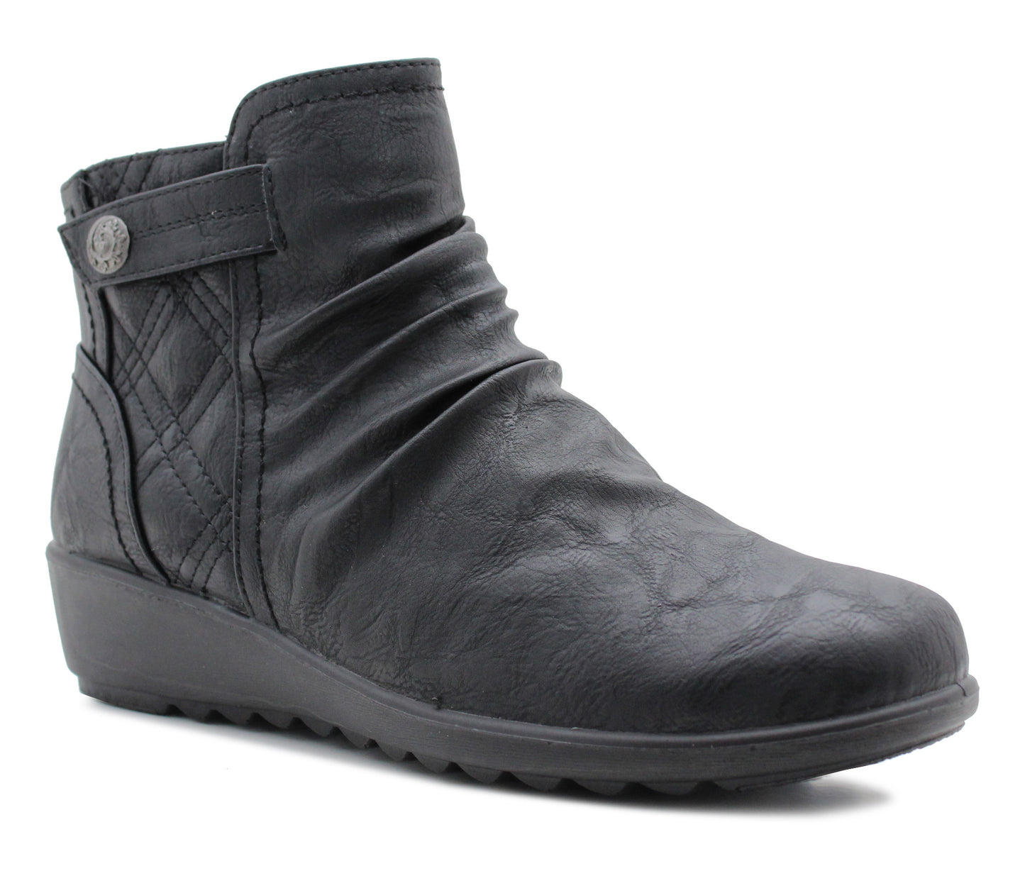 Cushion Walk Womens Zip Up Ankle Boots Ladies Casual Smart Office Low Wedge Boots