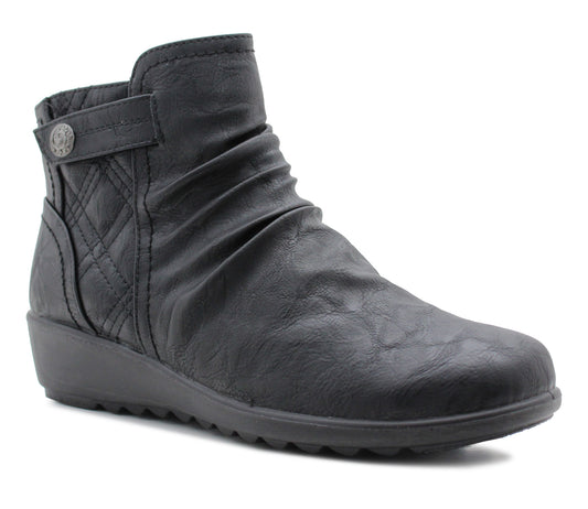 Cushion Walk Womens Zip Up Ankle Boots Ladies Casual Smart Office Low Wedge Boots