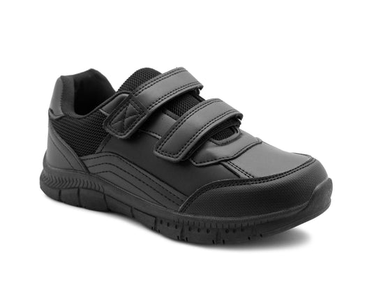 Kids Boys Black School Shoes Leather Trainers Easy Fasten Slip On Sneakers Smart Uniform Sports Trainer Pumps Shoe