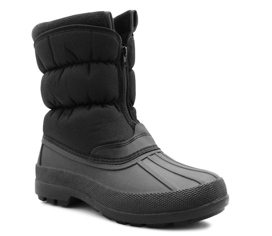 Mens Thermal Snow Boots Black Fleece Warm Insulated Mid Calf Winter Mucker Boot Farm Yard Mud Wellies Boots