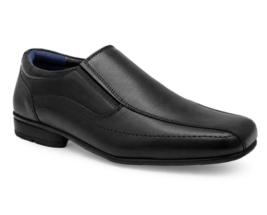 Boys Genuine Leather Slip On School Shoes Smart Black Formal Wedding Shoes