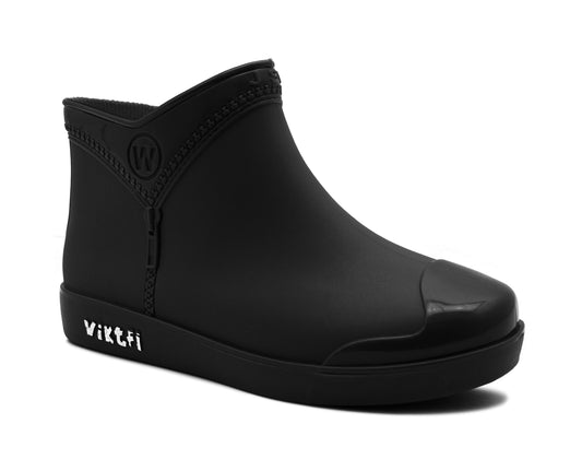 Womens Black Ankle Wellies Boots Short Slip On Waterproof Chelsea Rain Boot Snow Farm Gardening Ladies Outdoor Festival Wellingtons