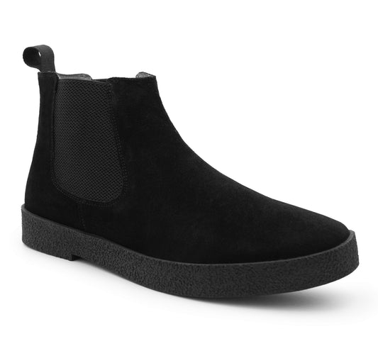 Mens Suede Leather Chelsea Boots Slip On Elastic Gusset Smart Ankle Boot Shoes