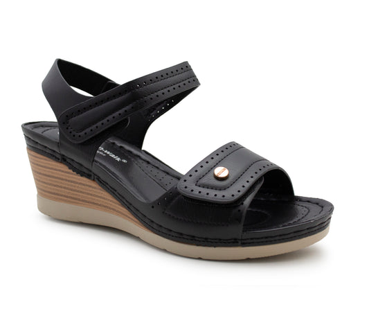 Womens Touch Fasten Lightweight Wedge Heel Platform Sandals Ladies Summer Fashion Slingbacks