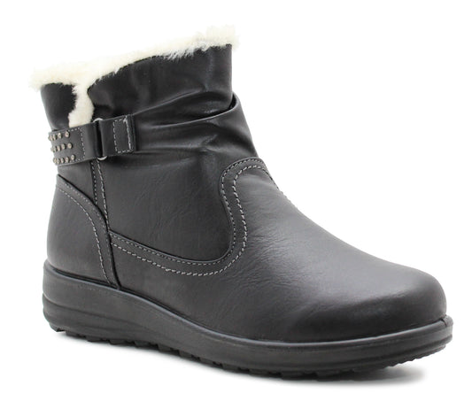 Womens Faux Fur Lined Winter Boots Ladies Warm Zip Up Casual Lightweight Ankle Boots