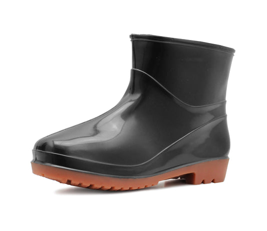 Womens Black Tan Ankle Wellies Short Rain Boot Waterproof Snow Ladies Outdoor Dog Walking Festival Gardening Low Cut Wellington Boots