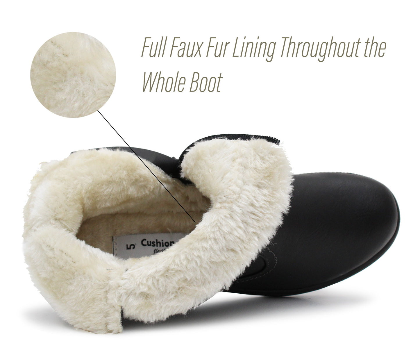 Womens Faux Fur Lined Winter Boots Ladies Warm Zip Up Casual Lightweight Ankle Boots