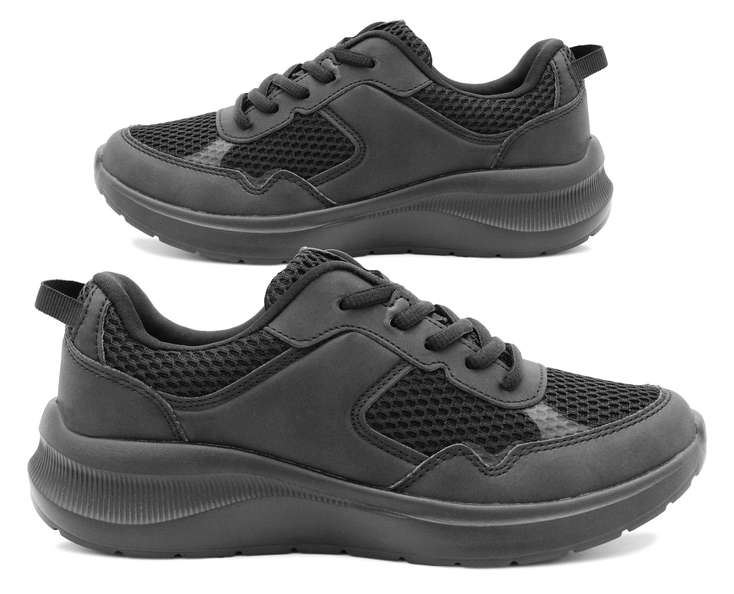 Womens Memory Foam Trainers Black Lace Up Lightweight Breathable Sneakers Fitness Running Fashion Trainers