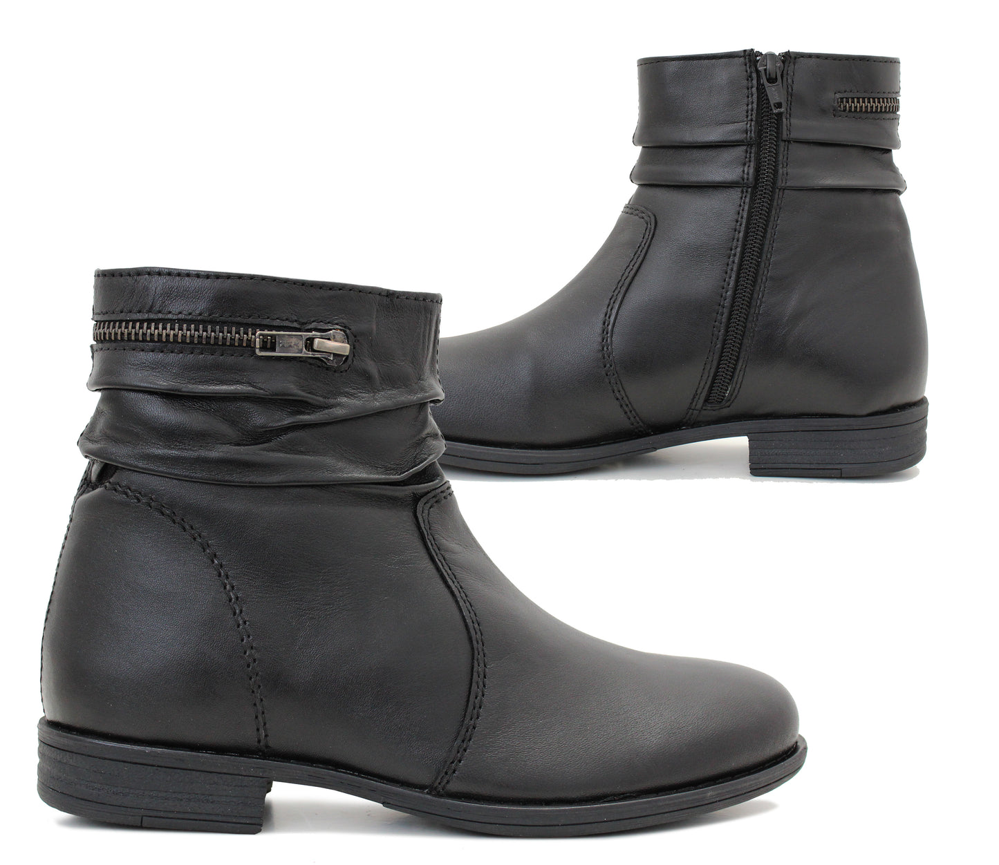 Dr Keller Womens Genuine Leather Black Zip Up Ladies Fashion Chelsea Ankle Boots