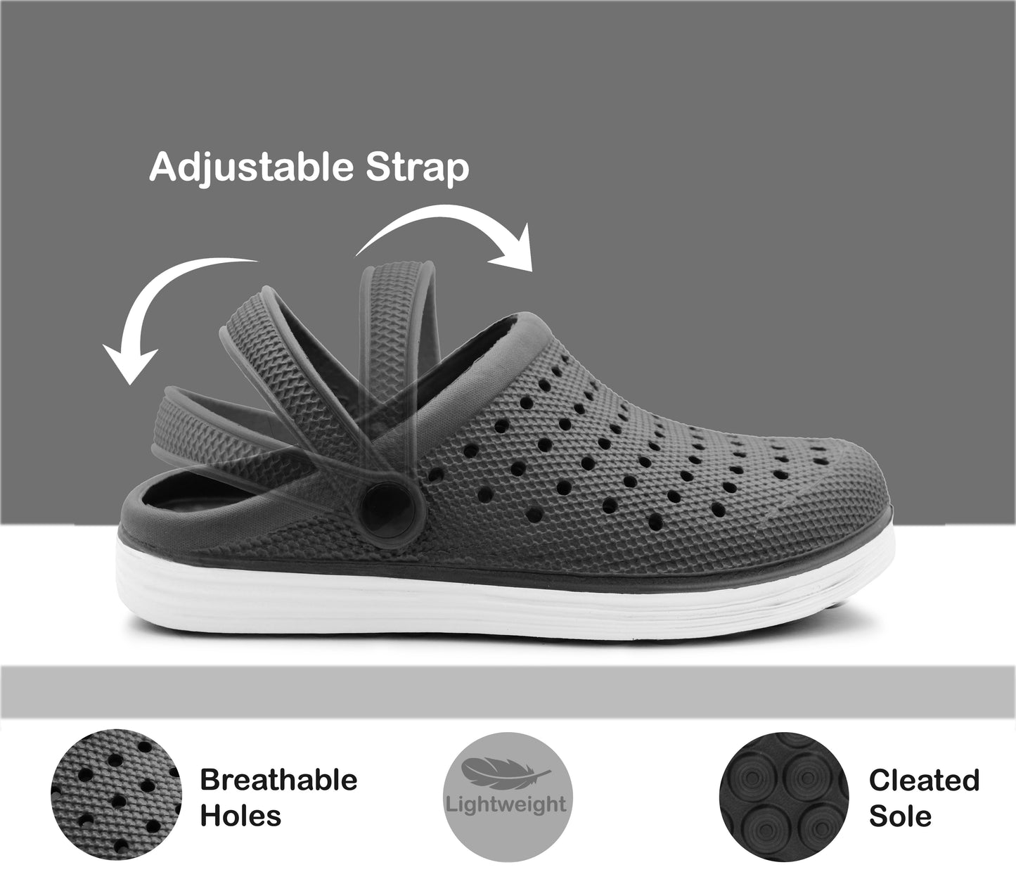 PLUTO Womens Breathable Lightweight EVA Clogs in Black