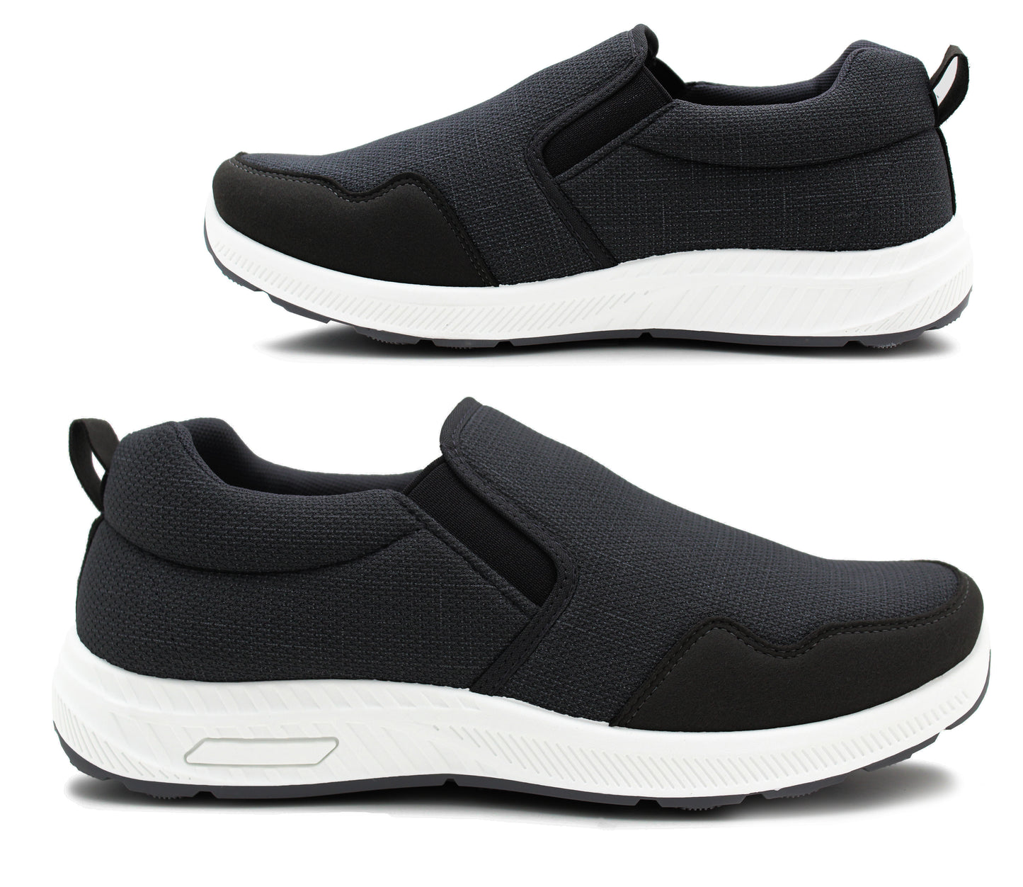 Mens Breathable Mesh Slip On Trainers Casual Flat Sneaker Pumps Black