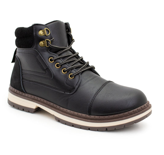 Mens Ankle Boots Faux Leather Smart Casual Lace Up Side Zip Fashion Boots