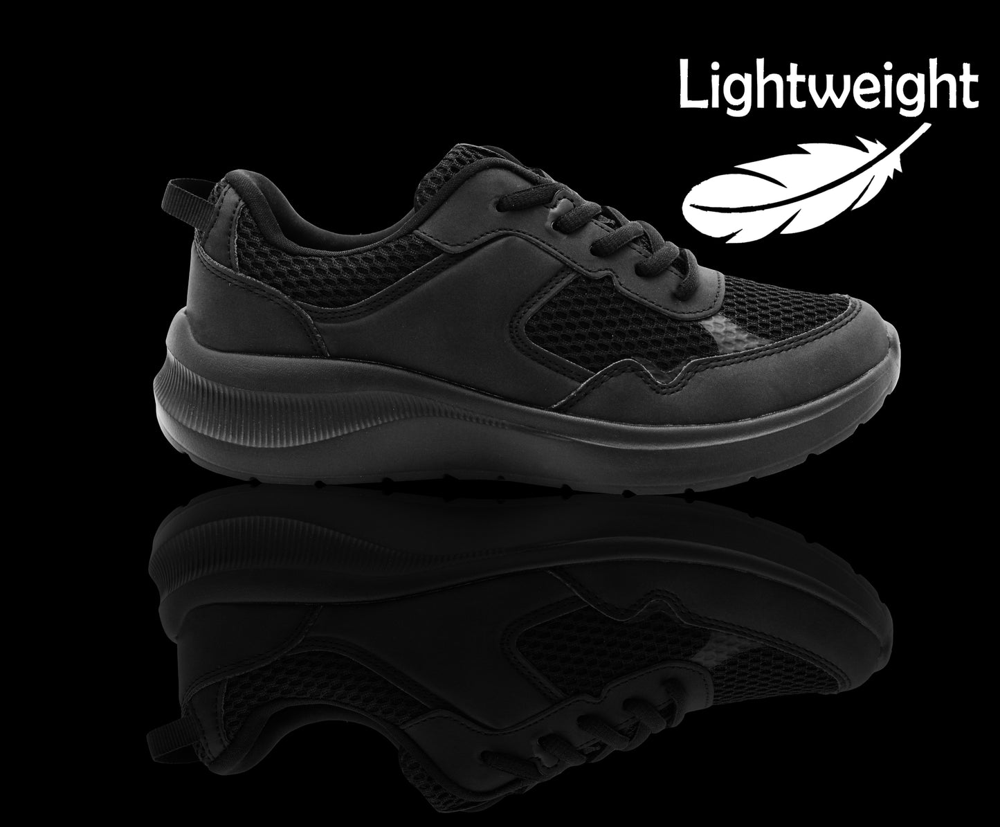 Womens Memory Foam Trainers Black Lace Up Lightweight Breathable Sneakers Fitness Running Fashion Trainers