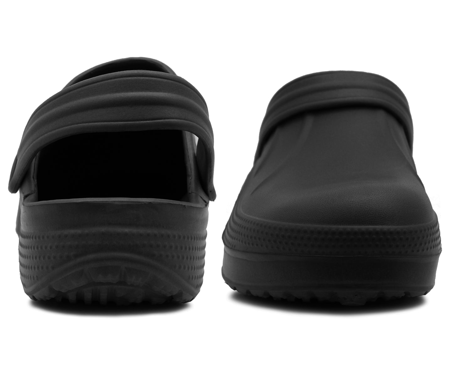 Womens Lightweight Clogs EVA Slip On Garden Adjustable Strap Summer Beach Hospital Nurse Kitchen Chef Water Shoes Sandals in Black