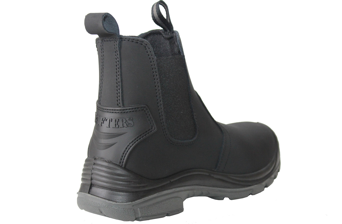 Mens Lightweight Black Leather Safety Steel Toe Slip On Twin Gusset Work Dealer Boots Shoes