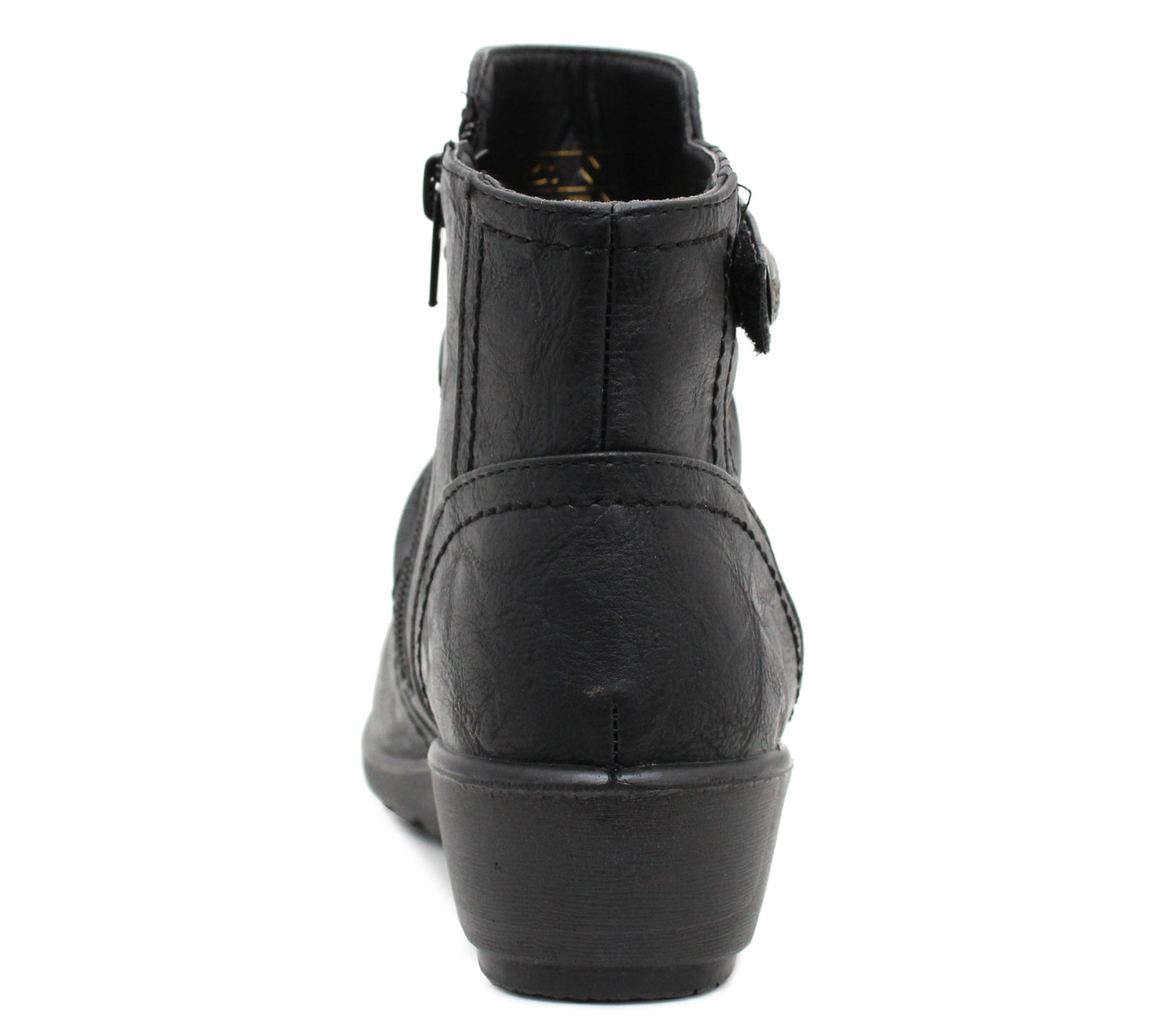 Cushion Walk Womens Zip Up Ankle Boots Ladies Casual Smart Office Low Wedge Boots