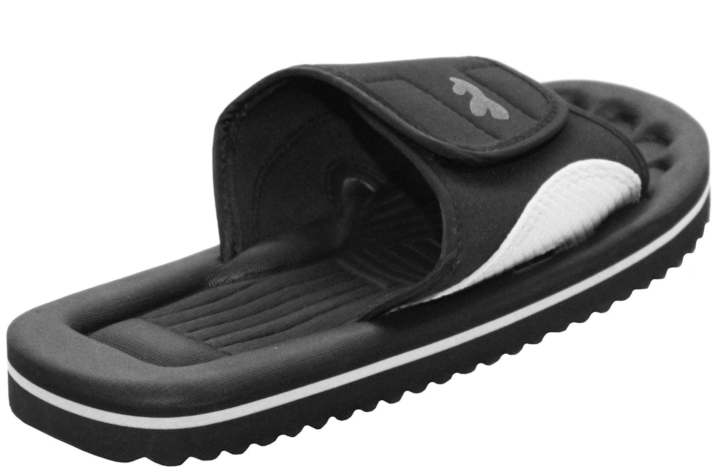 Unisex Lightweight Black Slides Touch Fasten Casual Beach Summer Pool Flip Flop Sandals