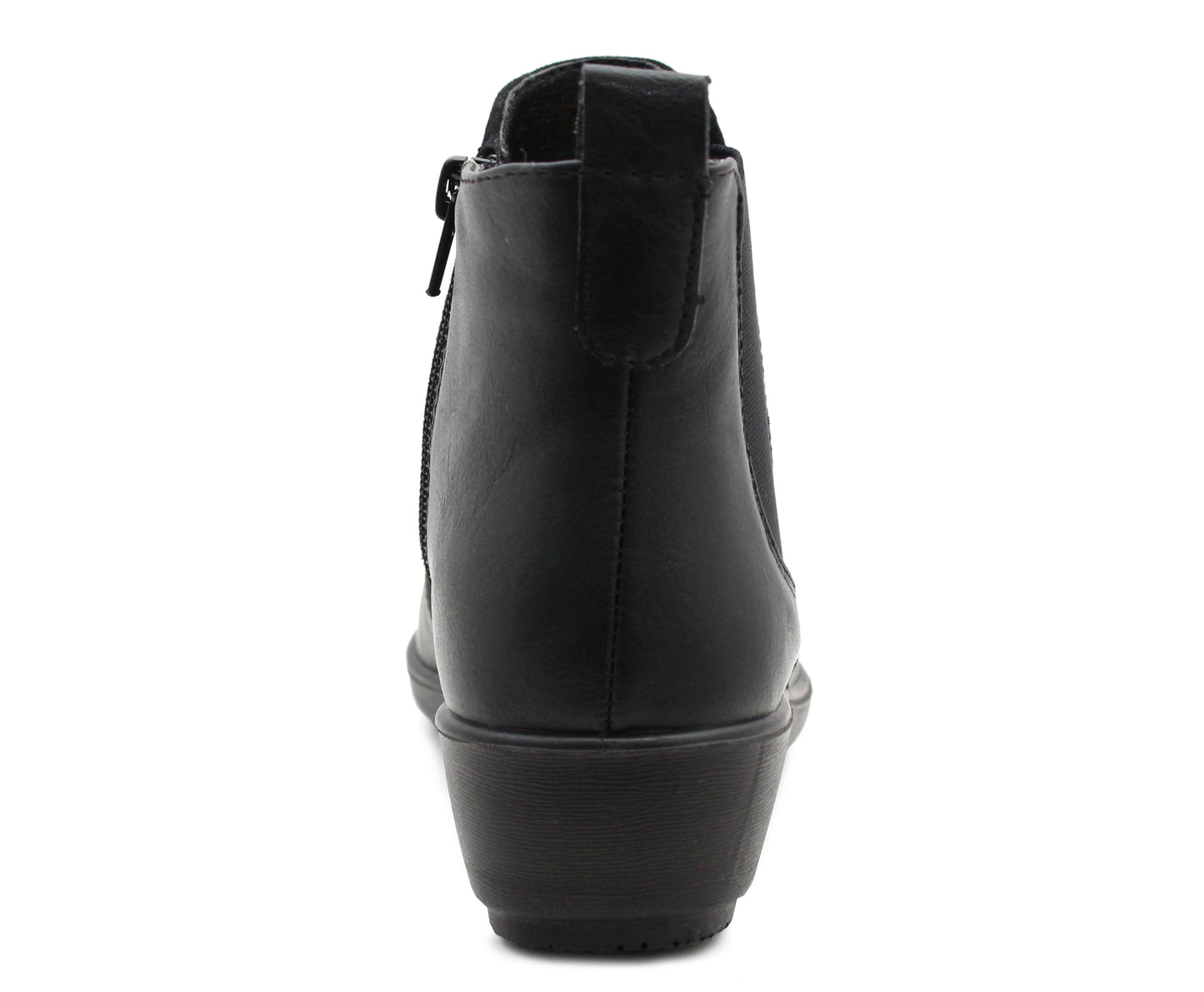Womens Ankle Boots Zip Up Low Wedge Heel Flat Formal Office Smart Casual Boots