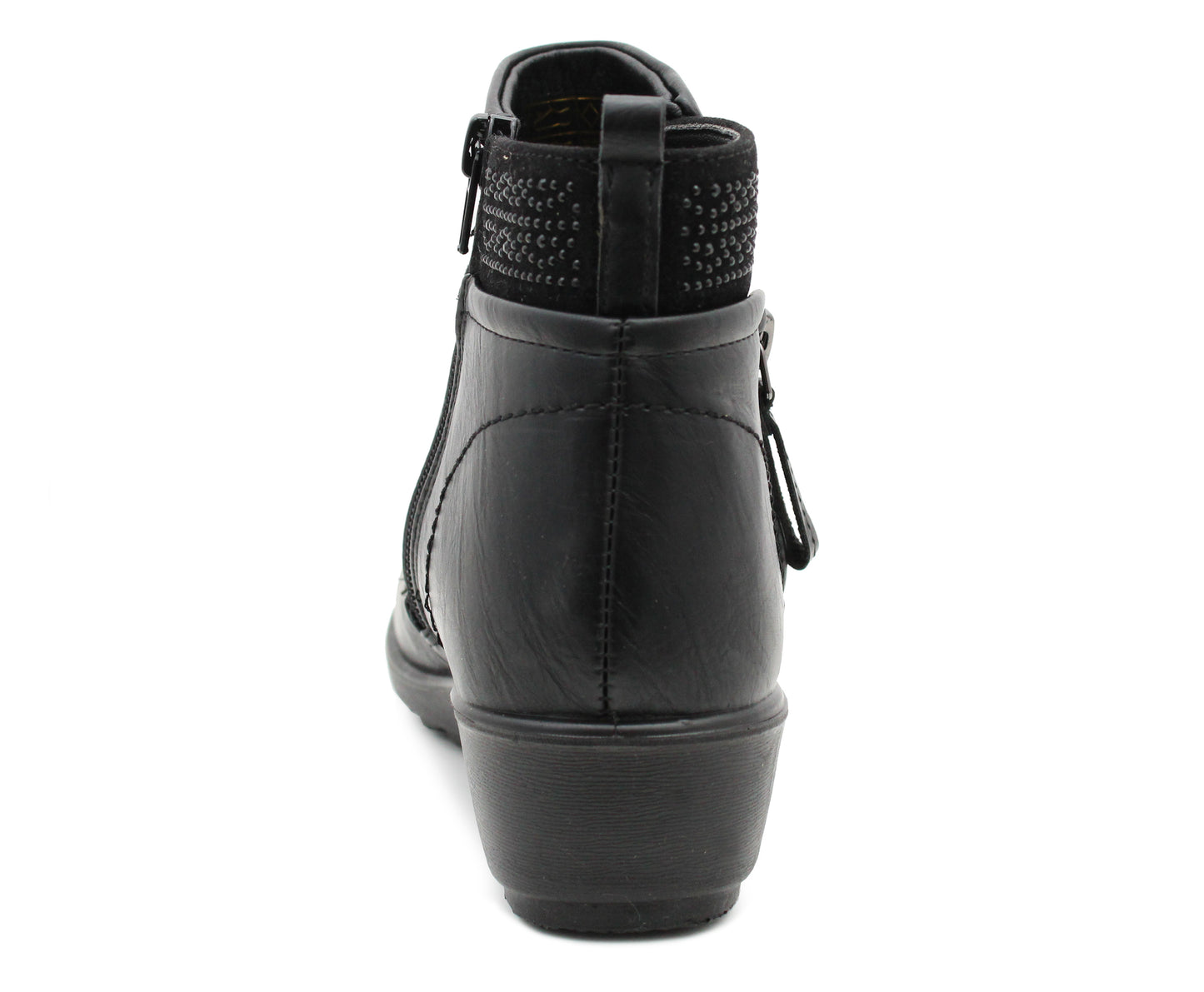Womens Ankle Boots Zip Up Low Wedge Heel Flat Formal Office Smart Casual Boots