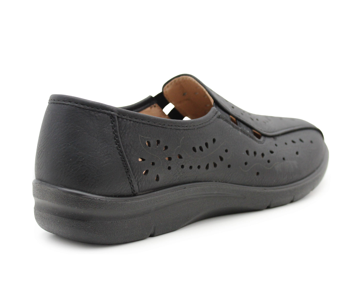 Womens Slip On Elastic Loafers Flat Ladies Casual Breathable Office Nurse Pumps Shoes Black