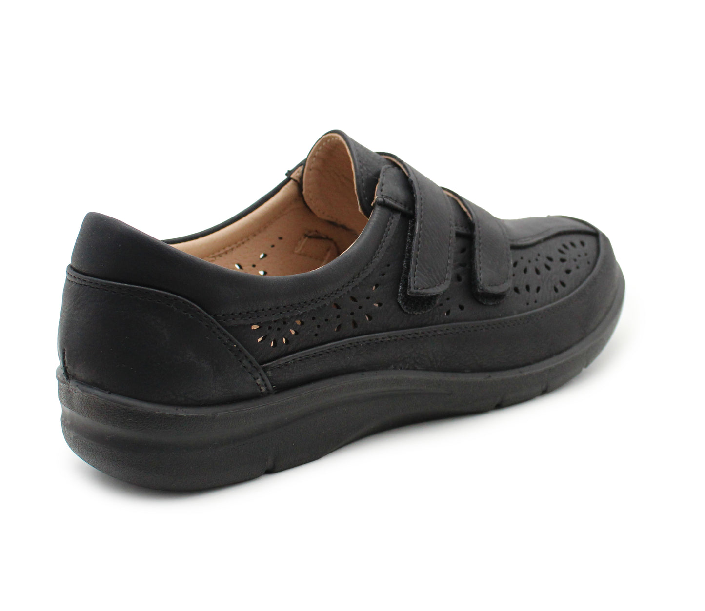 Womens Touch Fasten Loafers Flat Ladies Casual Breathable Office Nurse Pumps Shoes Black