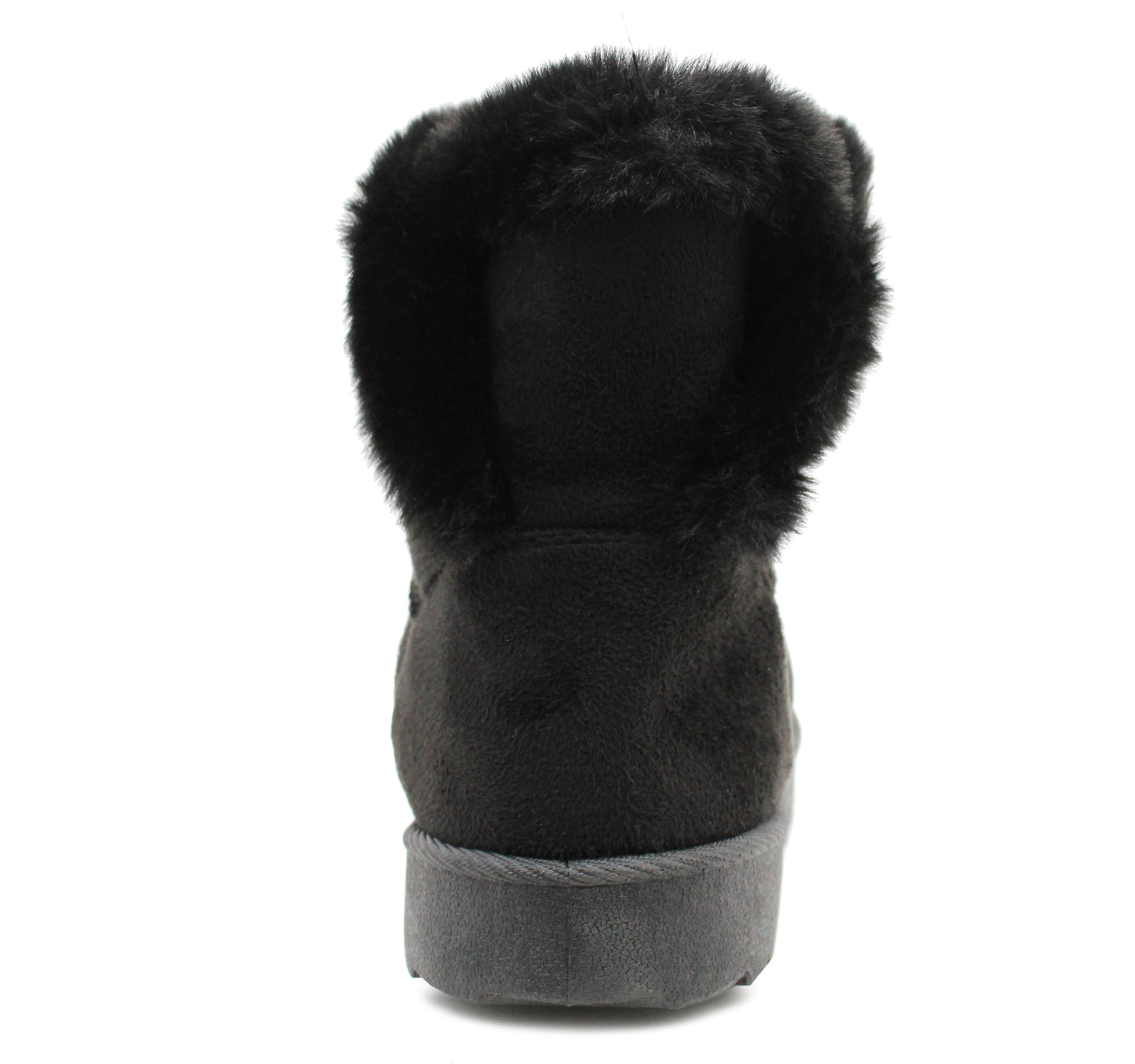 Womens Ankle Boots Black Warm Faux Fur Lined Ladies Slip On Thermal Winter Boots