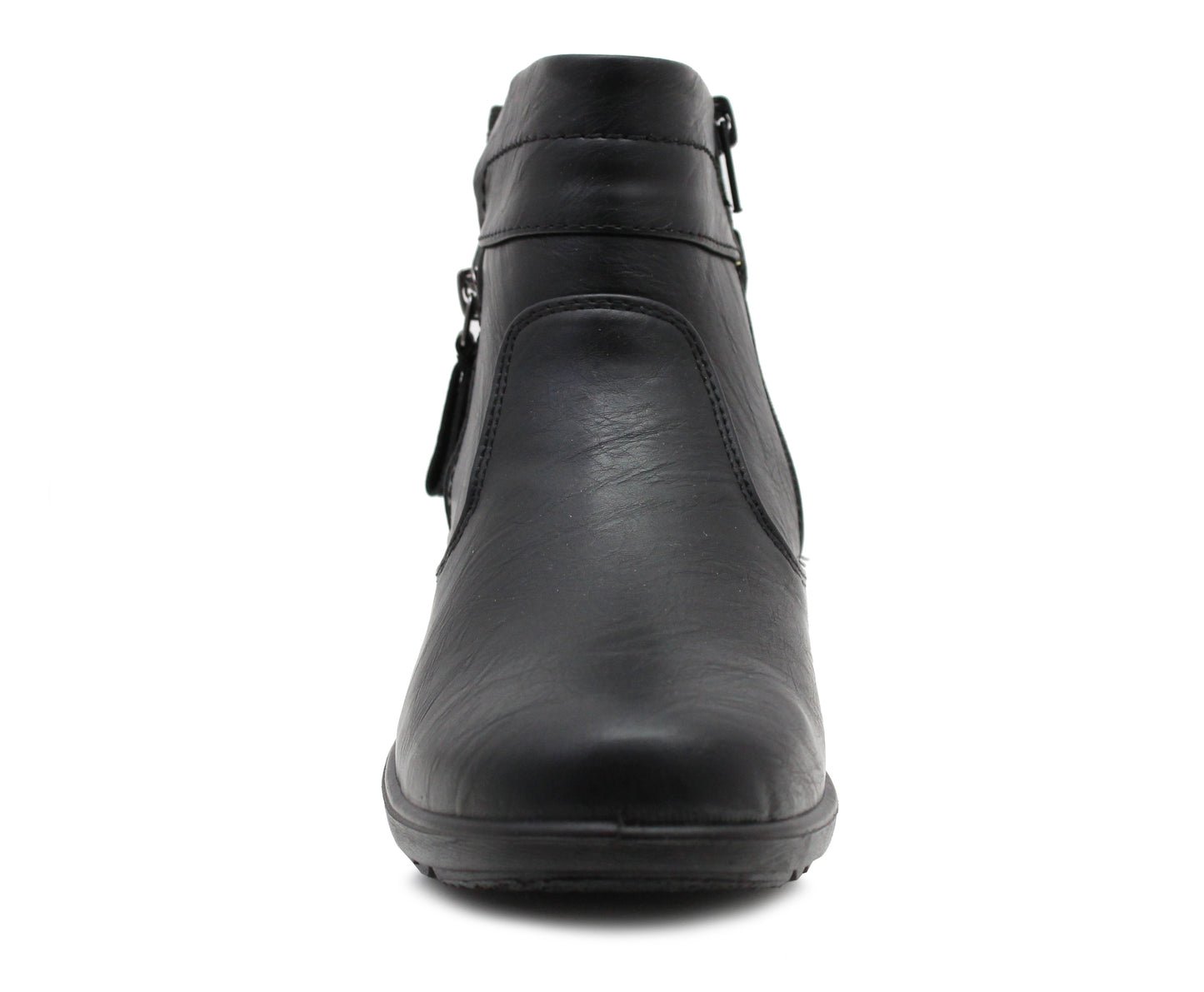 Womens Ankle Boots Zip Up Low Wedge Heel Flat Formal Office Smart Casual Boots