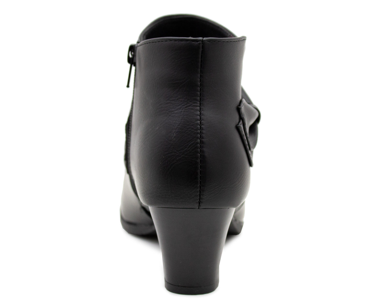 Cushion Walk Womens Ankle Boots Black Bow Mid Heel Zip Up Formal Office Trouser Shoes