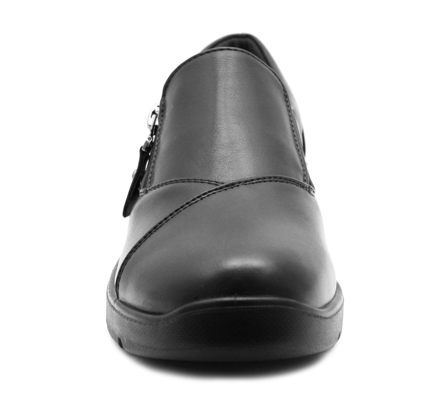Womens Slip On Loafers Ladies Casual Smart Zip Gusset Low Wedge Flat Office Black Moccasin Pumps Shoes
