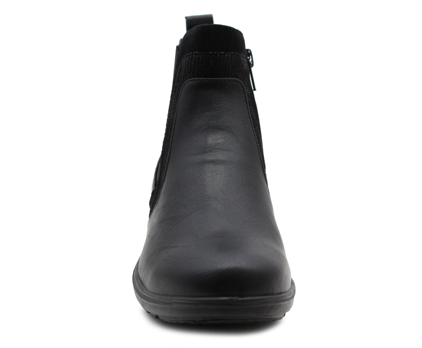 Womens Ankle Boots Zip Up Low Wedge Heel Flat Formal Office Smart Casual Boots