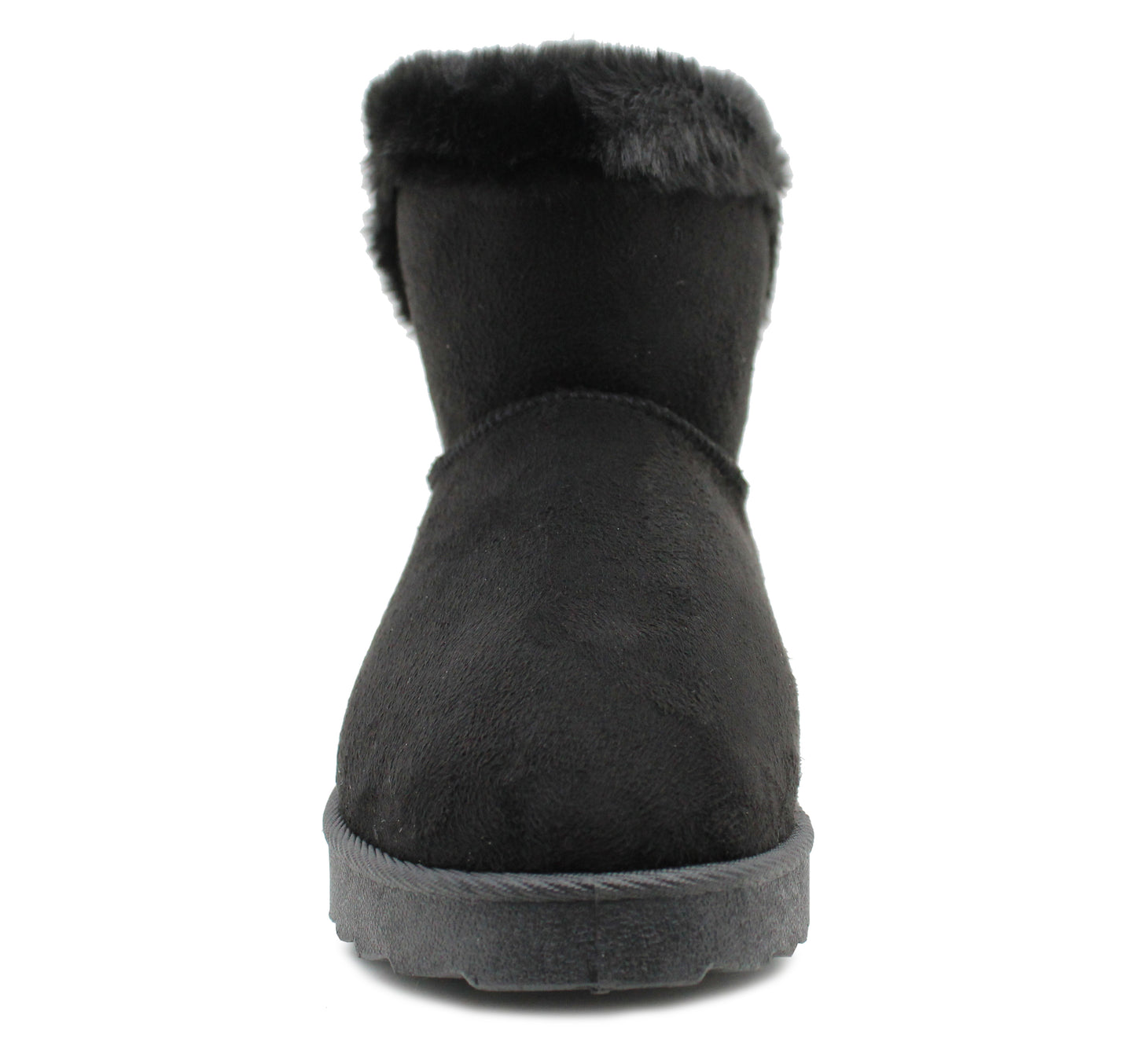 Womens Ankle Boots Black Warm Faux Fur Lined Ladies Slip On Thermal Winter Boots