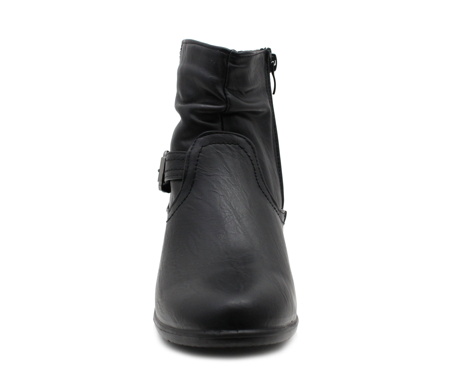 Cushion Walk Womens Ankle Boots Black Biker Boot Zip Up Mid Heel Elastic Formal Office Trouser Shoes