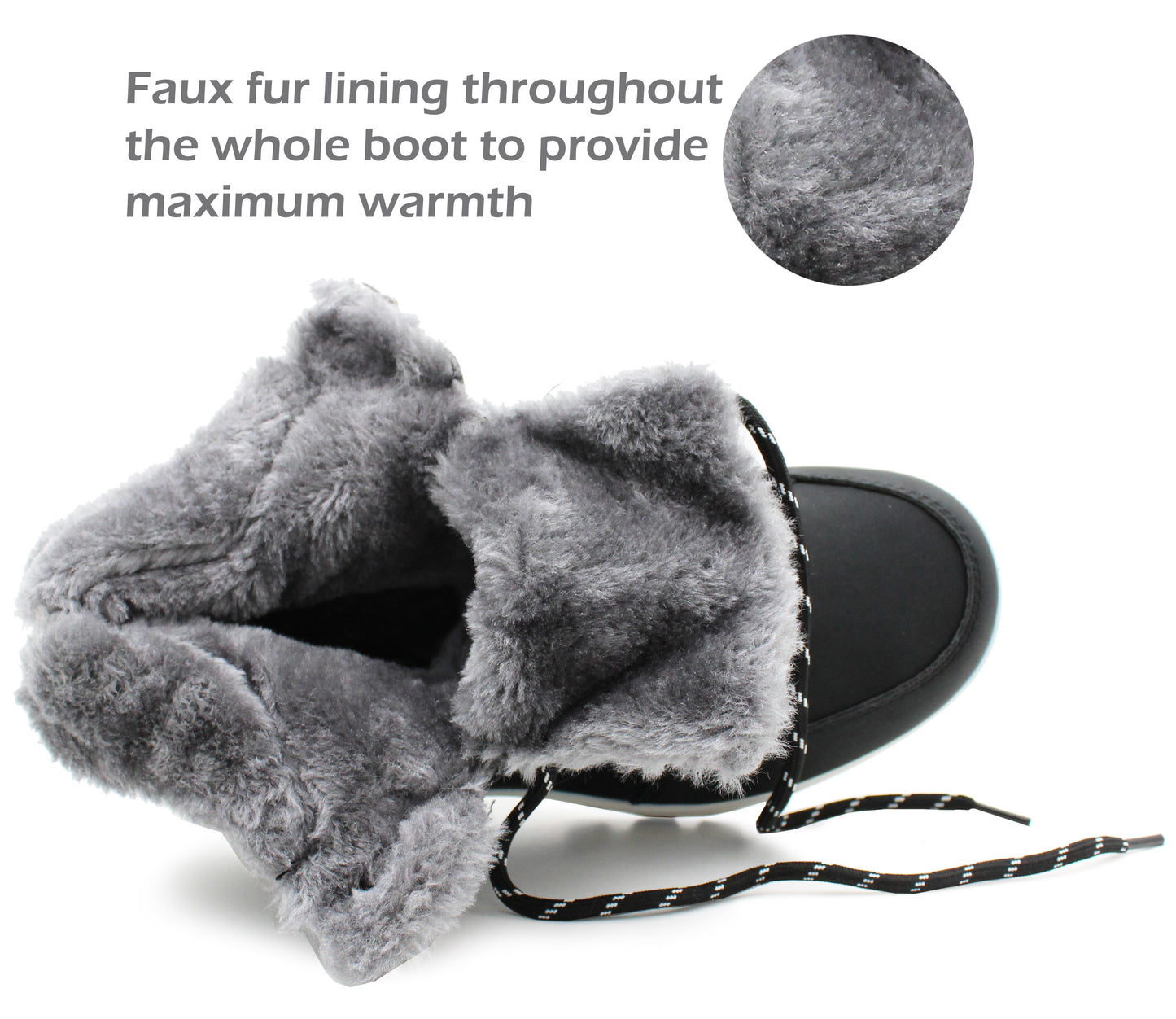 Womens Thermal Hiking Boots Warm Faux Fur Lined Insulated Lace Up Trekking Ankle Snow Boots